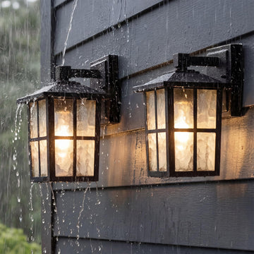 Black Outdoor Waterproof Modern Patio Wall Light Fixtures Set of 2