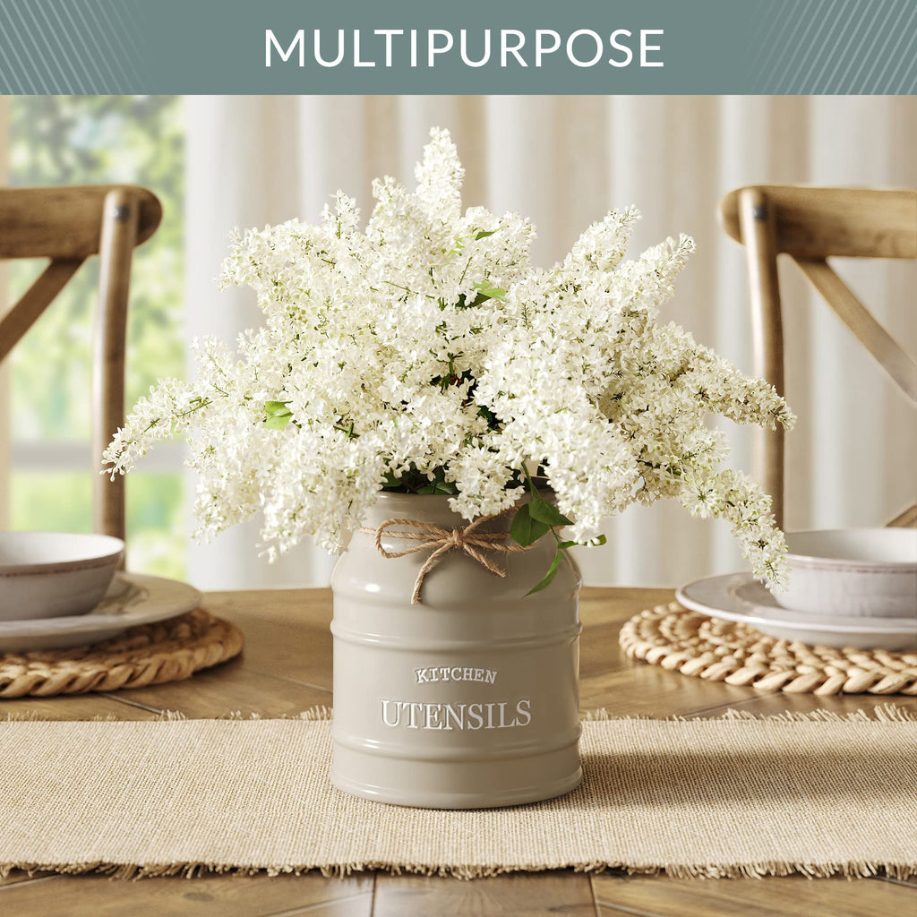 Ceramic Kitchen Utensil Holder Countertop 6.75′′ (Taupe)