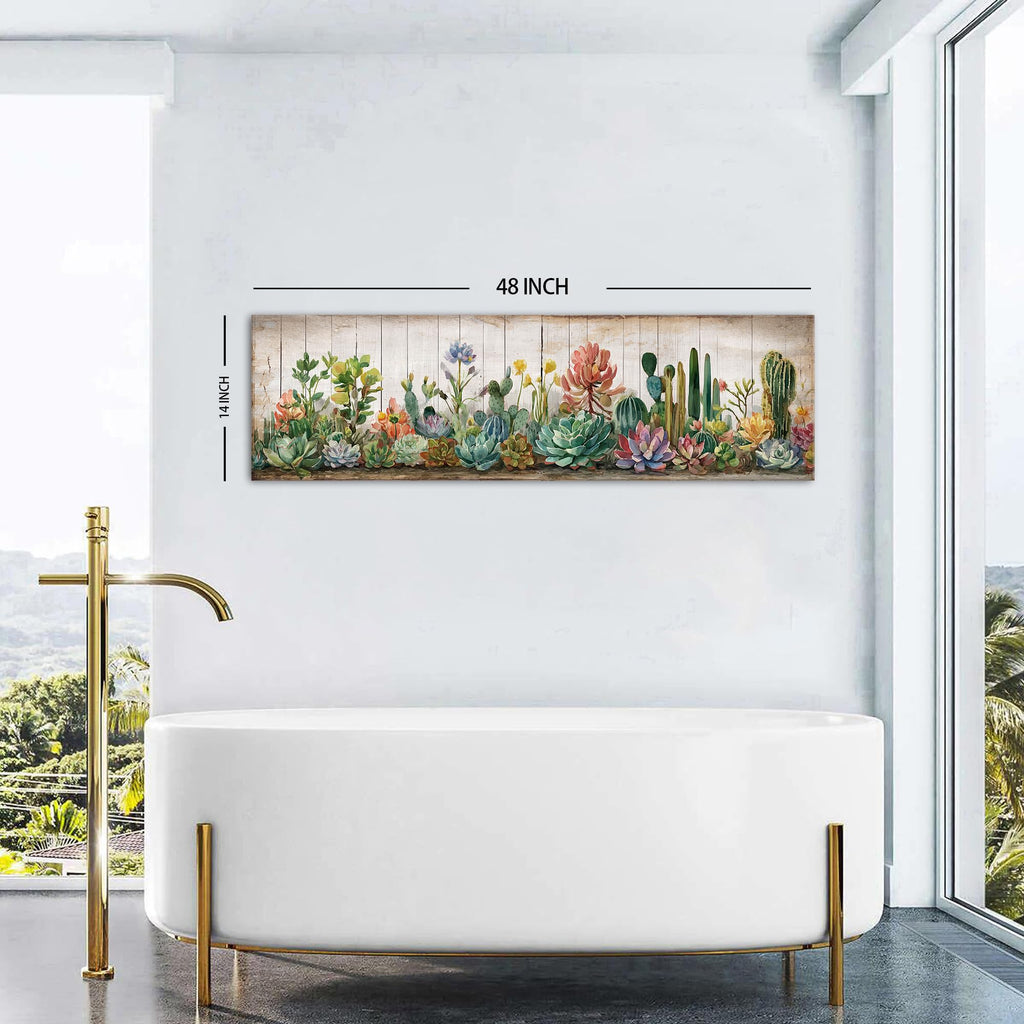 Rustic Succulent Wall Decor Cactus Wall Art Southwestern Arizona Desert Painting Canvas Prints Farmhouse Green