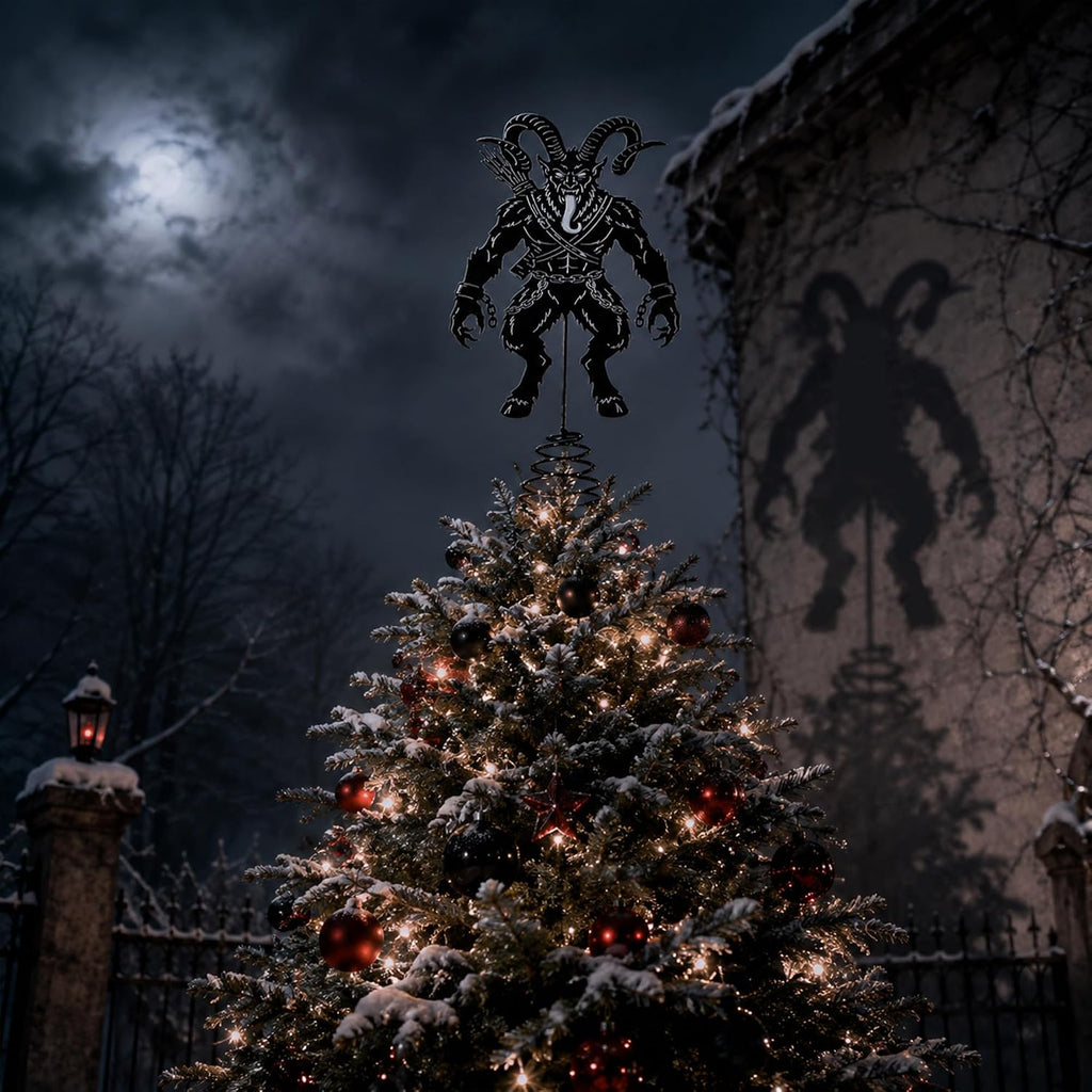 7.9" Metal Krampus Christmas Tree Topper, Gothic Krampus Tree Decor - Set of 2