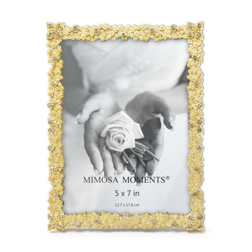 5x7 Brass-Tone Bling Picture Frame with Rhinestones
