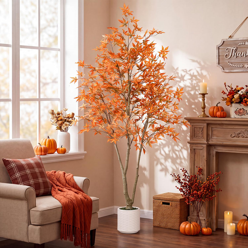 Artificial Maple Tree, 7FT Fall Tree with Pot for Outdoor Indoor