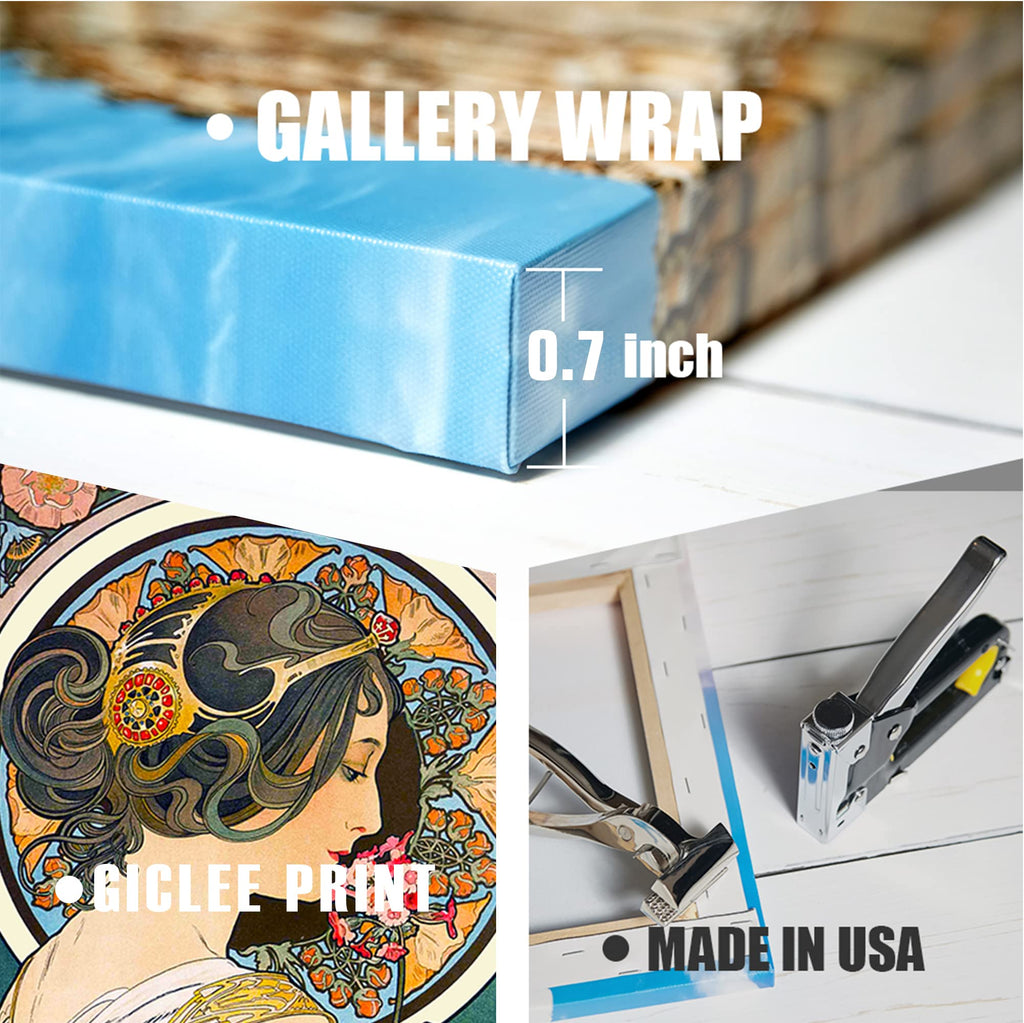 Alphonse Mucha (Primavera, Pluma) 2 Panel wall Art Decorations Giclee Print On Canvas 30x12inch x2pcs (30x24inch)