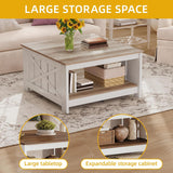 Square Coffee Table, Farmhouse Coffee Table with Storage