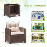3 Pieces Patio Furniture Set, PE Rattan Wicker Patio Set with Two Outdoor Chairs and Table