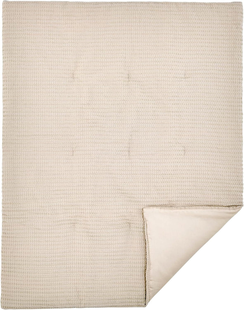 Baby - Mills Waffle Crib Bed Set - Baby Nursery Set - Taupe - Taupe Textured Waffle - 4 Piece Set Includes Quilt
