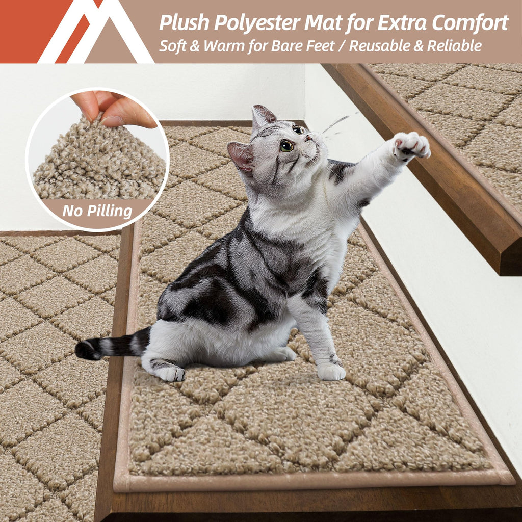 Edging Non-Slip Carpet Mat 28inX9in, 15pc, Beige