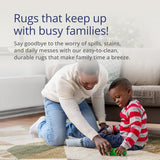 Abani Savoy Collection Area Rug - Green and Cream Geometric Design - 4'x6' - Easy to Clean - Durable for Kids and Pets
