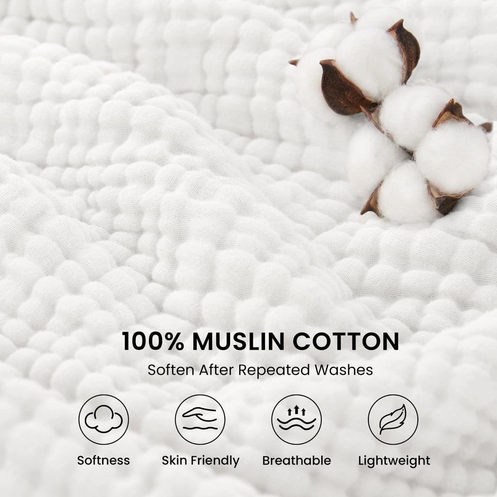 100% Cotton Muslin Blanket King Size for Bed, White