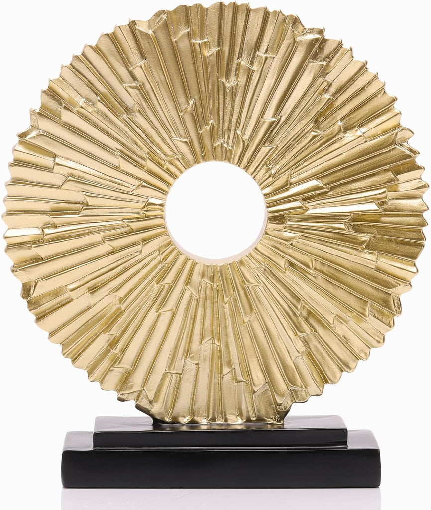 Gold Home Decor Sculpture, Unique Round line Statue, Modern Home Decor, Decorative Panel Statue Gold Decoration TV