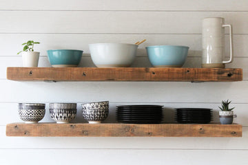 Deep Floating Shelves | Reclaimed Chunky Wide Plank Barn Wood Shelves with Low Profile Brackets | High Weight Capacity