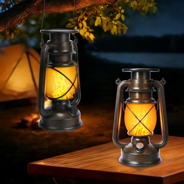 Solar Lantern Outdoor Lights, 2 Pack Bronze Vintage LED Lantern