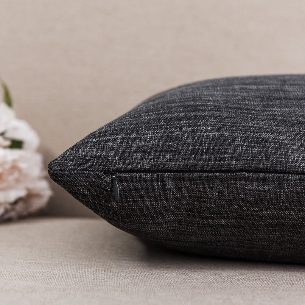Pack of 2 Decor Burlap Natural Style Lined Linen 18x18 inch Throw Pillow Cases Cushion Cover /Christmas, (Dark Grey)