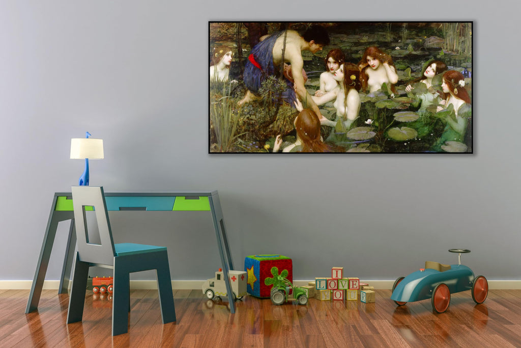 John William Waterhouse Canvas Wall Art Hylas And The Nymphs Poster - Characters Landscape Historical Culture