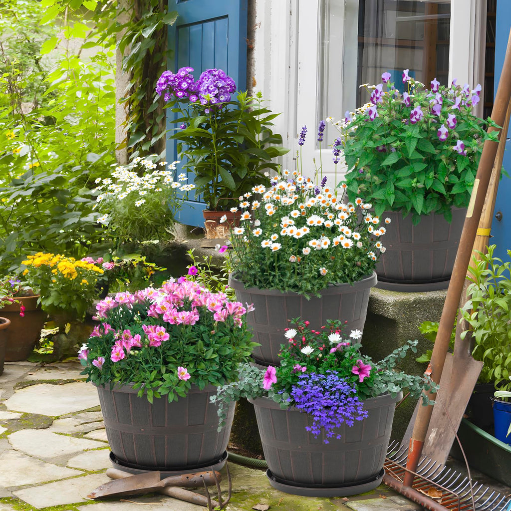Plant Planters Pots Set of 4 Pack 16 Inch, Large Plastic Flower Pot