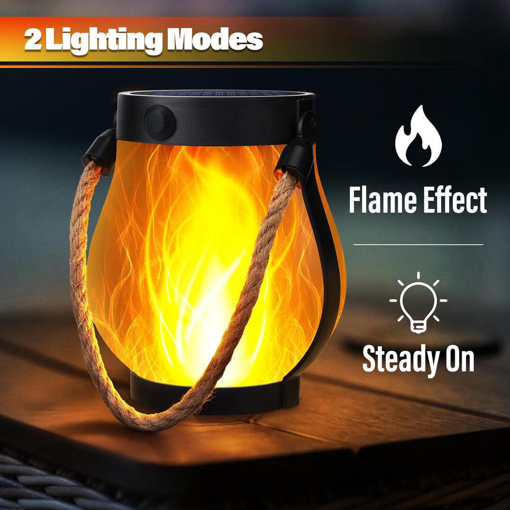 2 Pack Gen2 Solar Lantern Lights USB Ultra-Real Flame, Warm White