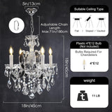 Crystal Candle Chandelier, K9 Crystal Lighting Chandelier, Pendant Flush Mount Ceiling Light, Modern Crystal Glass Chandelier for Bedroom Bar Kitchen Bathroom, H 23" x W 18" E12 Base, Black A109-B0F5WWY4R4