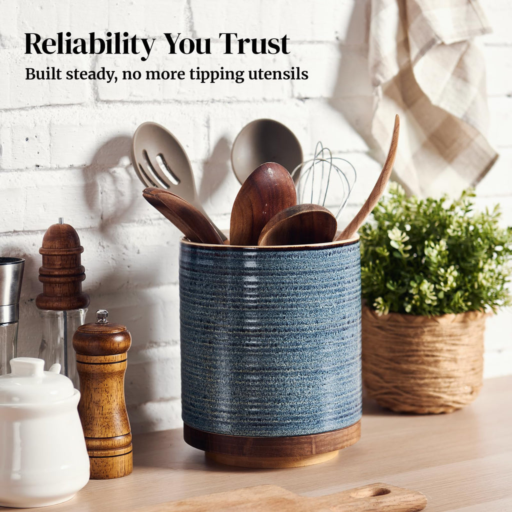 360° Rotating Extra Large Cooking Utensil Holder, 7.6" Kitchen Utensil Holder for Countertop, Utensil Crock