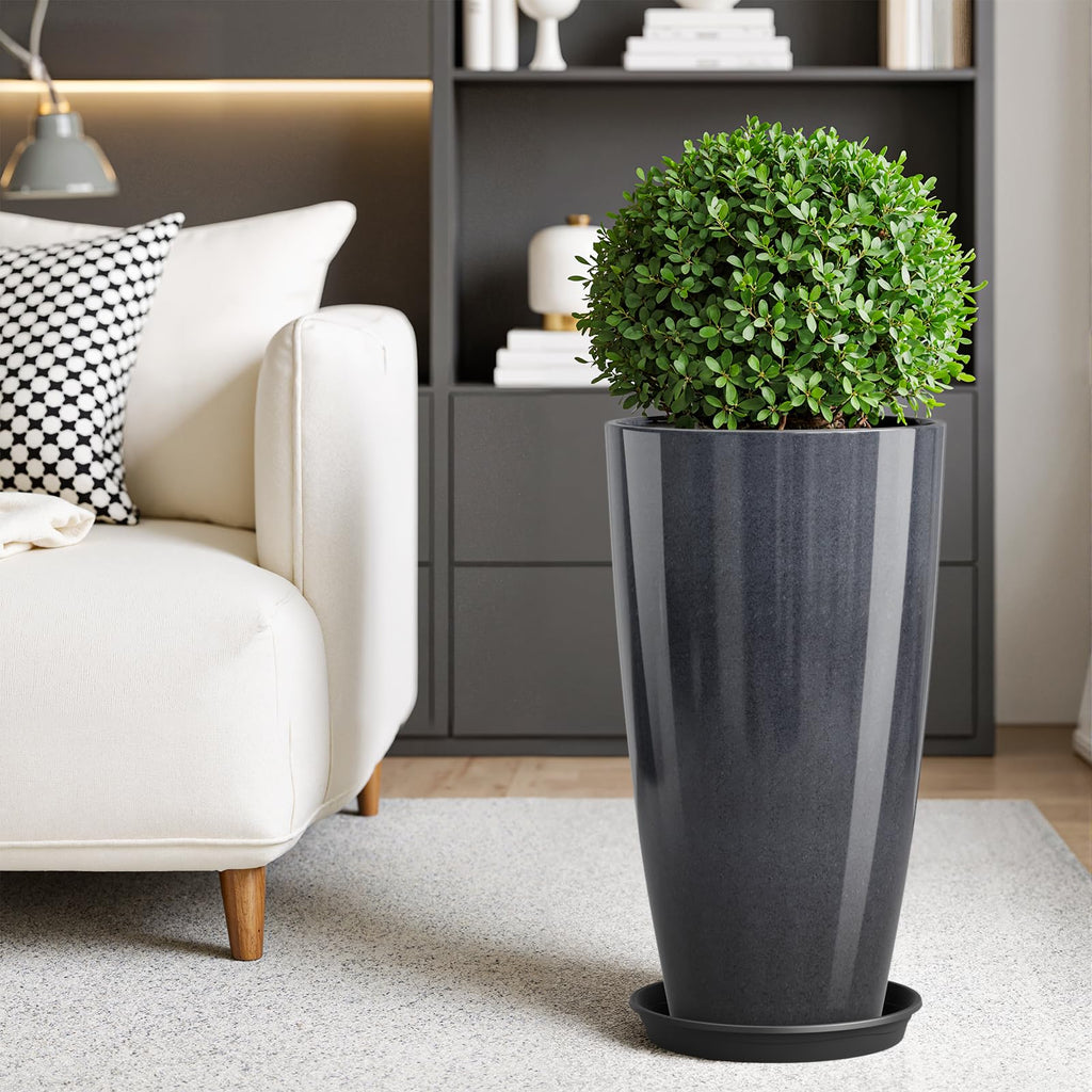21 inch Tall Planters for Outdoor & Indoor Plants, 2 Pack Sturdy Plant-Flower-Tree Pots for Front Porch Patio Deck