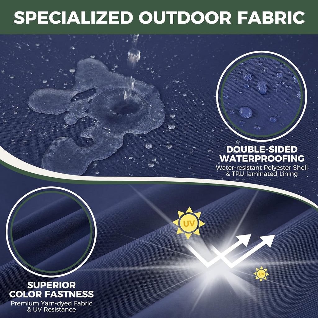 Outdoor Chair Cushions, Waterproof & Fade Resistant Patio Cushions | 24 x 24 x 5.75 In, Navy Blue, Removable Cover