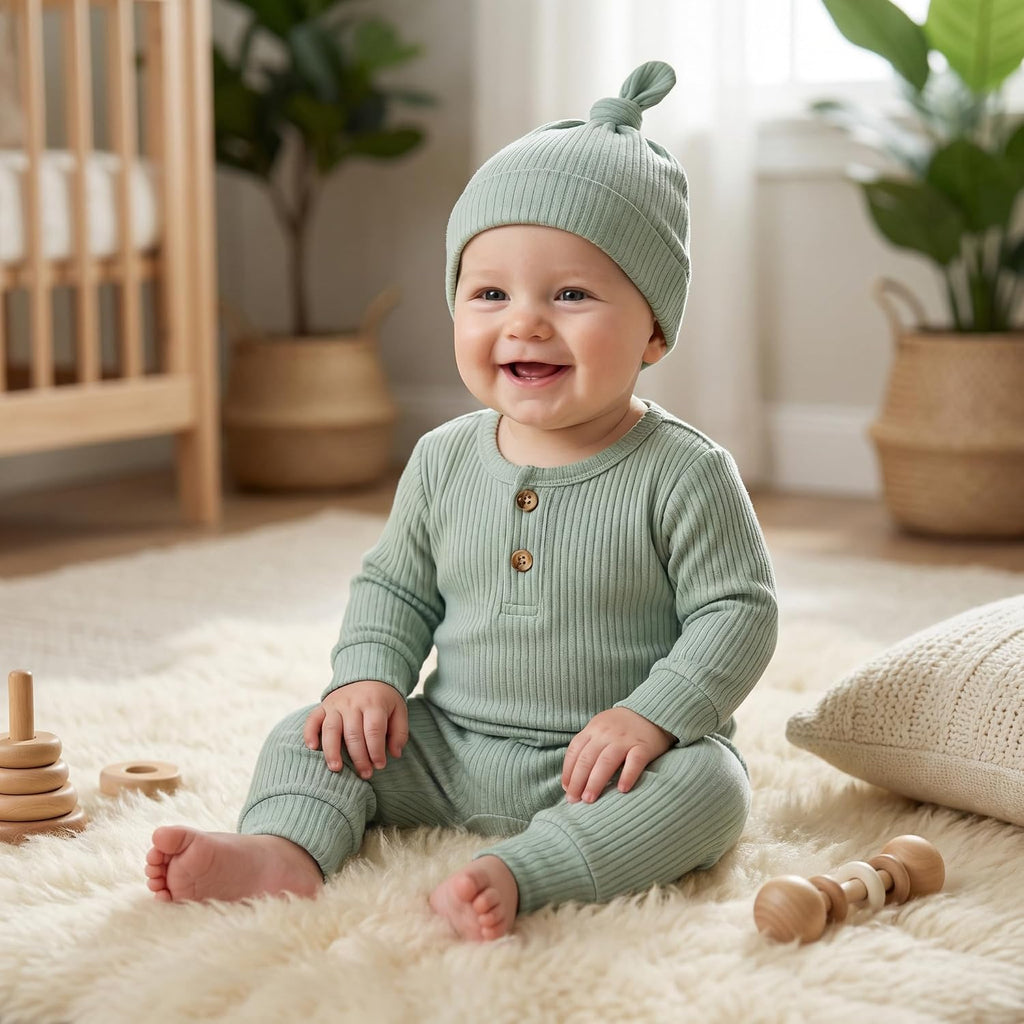 Newborn Baby Boy Girl Romper Clothes Infant Solid Ribbed Onesie Bodysuit Jumpsuit Outfits