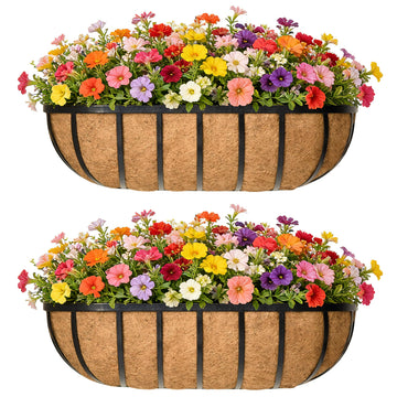 24 Inch Railing Planter Window Box Deck Balcony Rail Planter with Coco Liner Metal Wall-Mounted Coconut Liner Planter