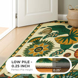 Egypt Floral Boho 9x12 Rugs for Living Room, Large Beige Washable Area Rug for Bedroom Dining Room T