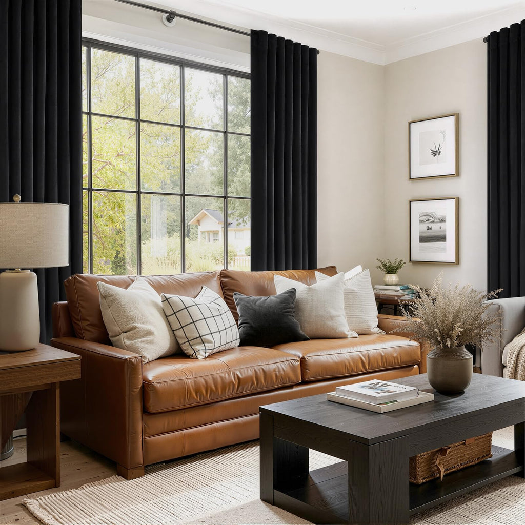 102 Inches Long Custom Velvet Blackout Curtains Bedroom Black Viral Pleated Noise Cancelling Drapes with Pin Hooks