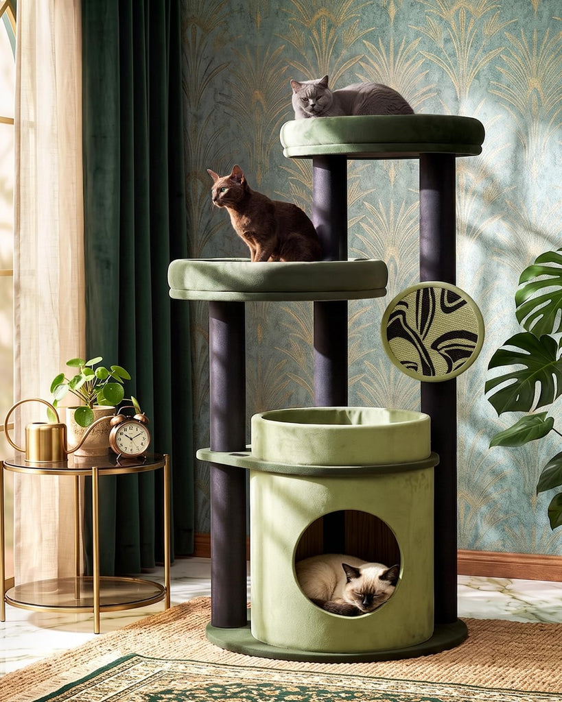 Maine Coon Cat Tree for Large Cats, 46" Cat Tower, Stable Base