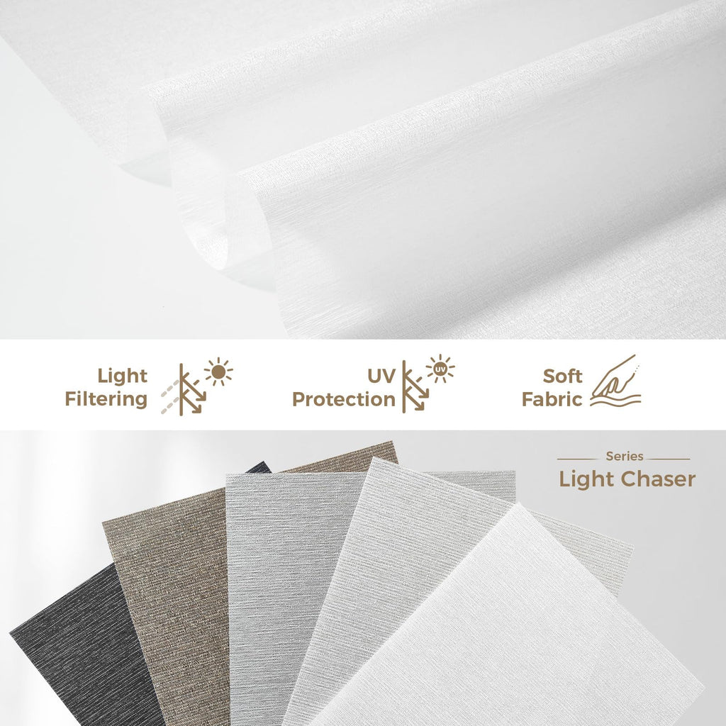 Motorized Roman Shades with Remote, Light Filtering Smart Blinds