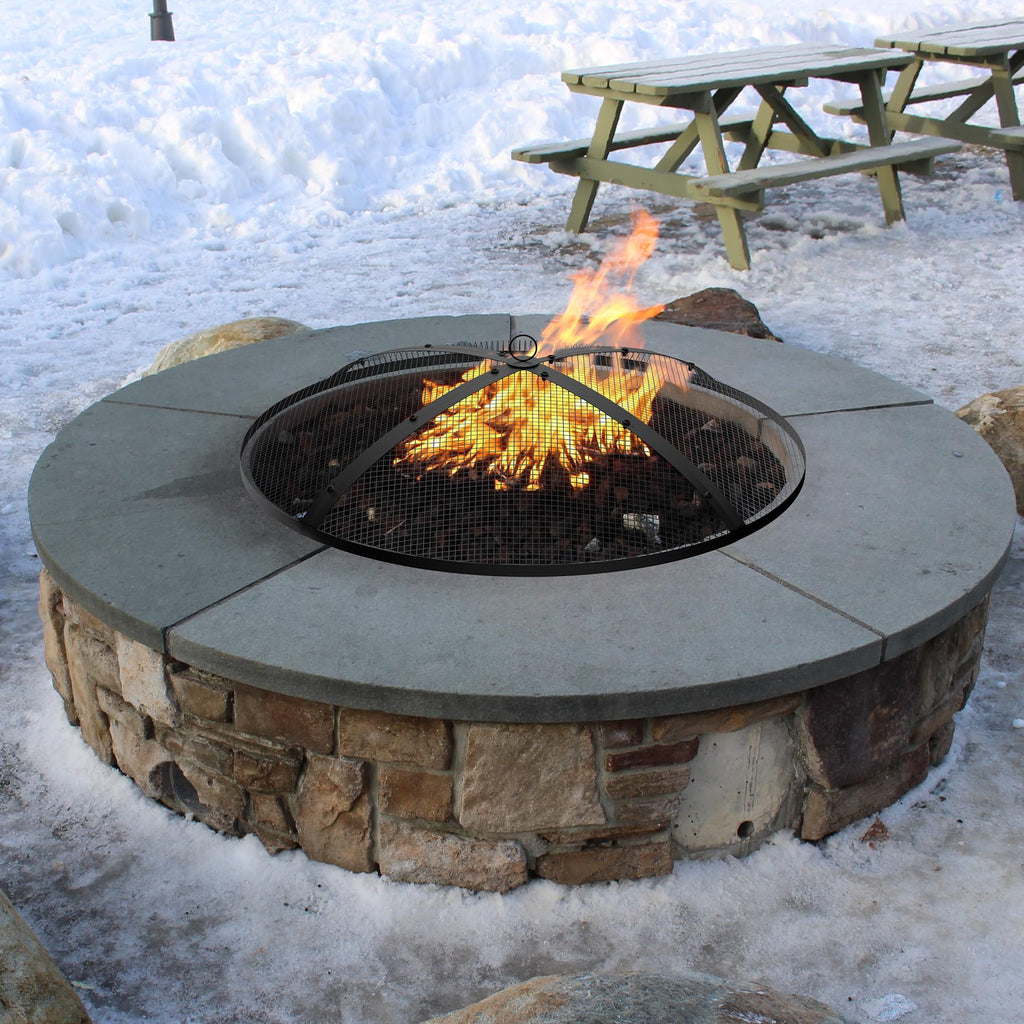Round Heavy Duty Foldable Fire Pit Spark Screen Cover 30inch
