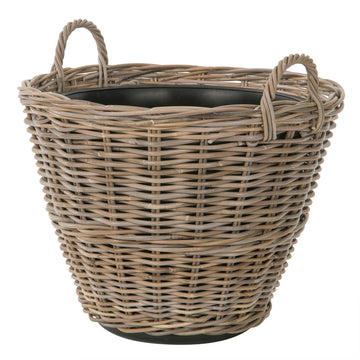 Rattan Kobo Planter Basket with Ear Handles, Large, 11 Gallon