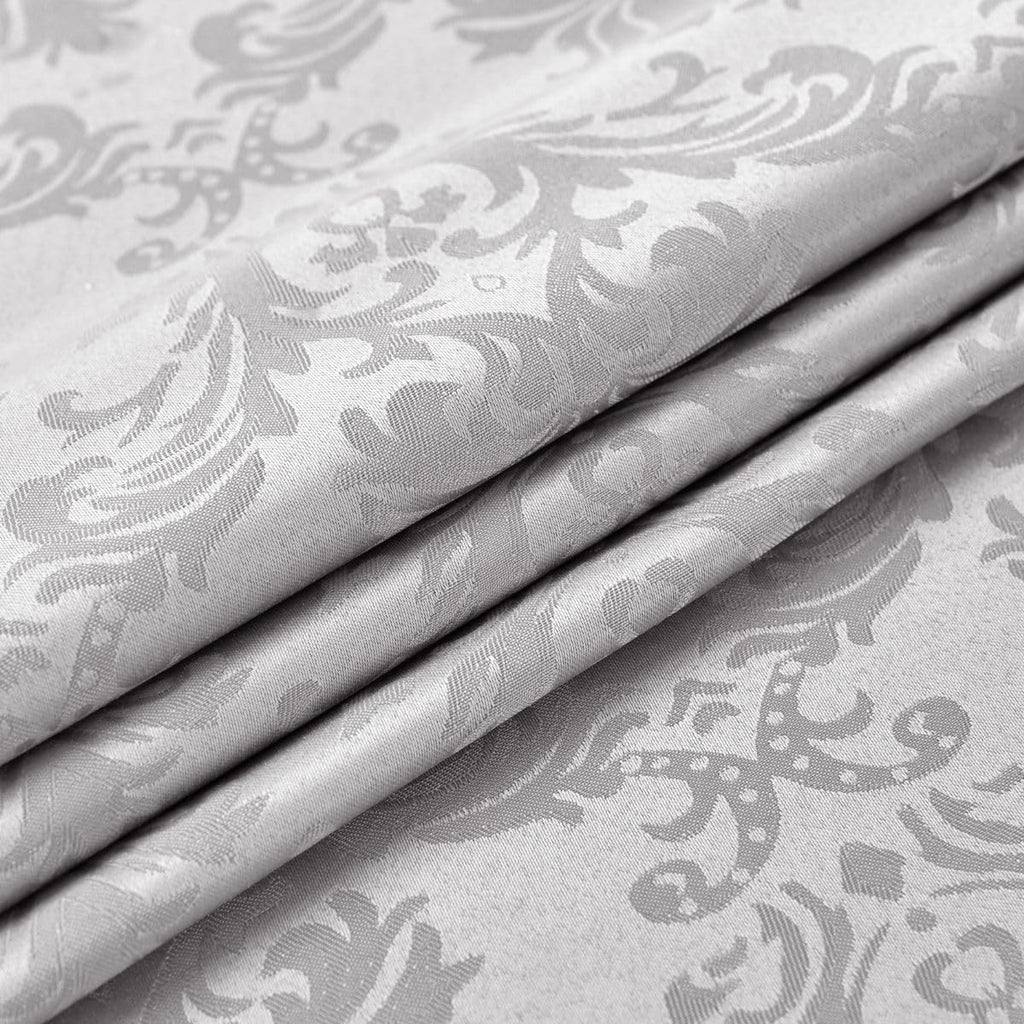 Rectangle Tablecloth - 52 x 70 Inch Gray Damask Table Cloth Jacquard Design Spill Proof Wrinkle Resistant Waterproof