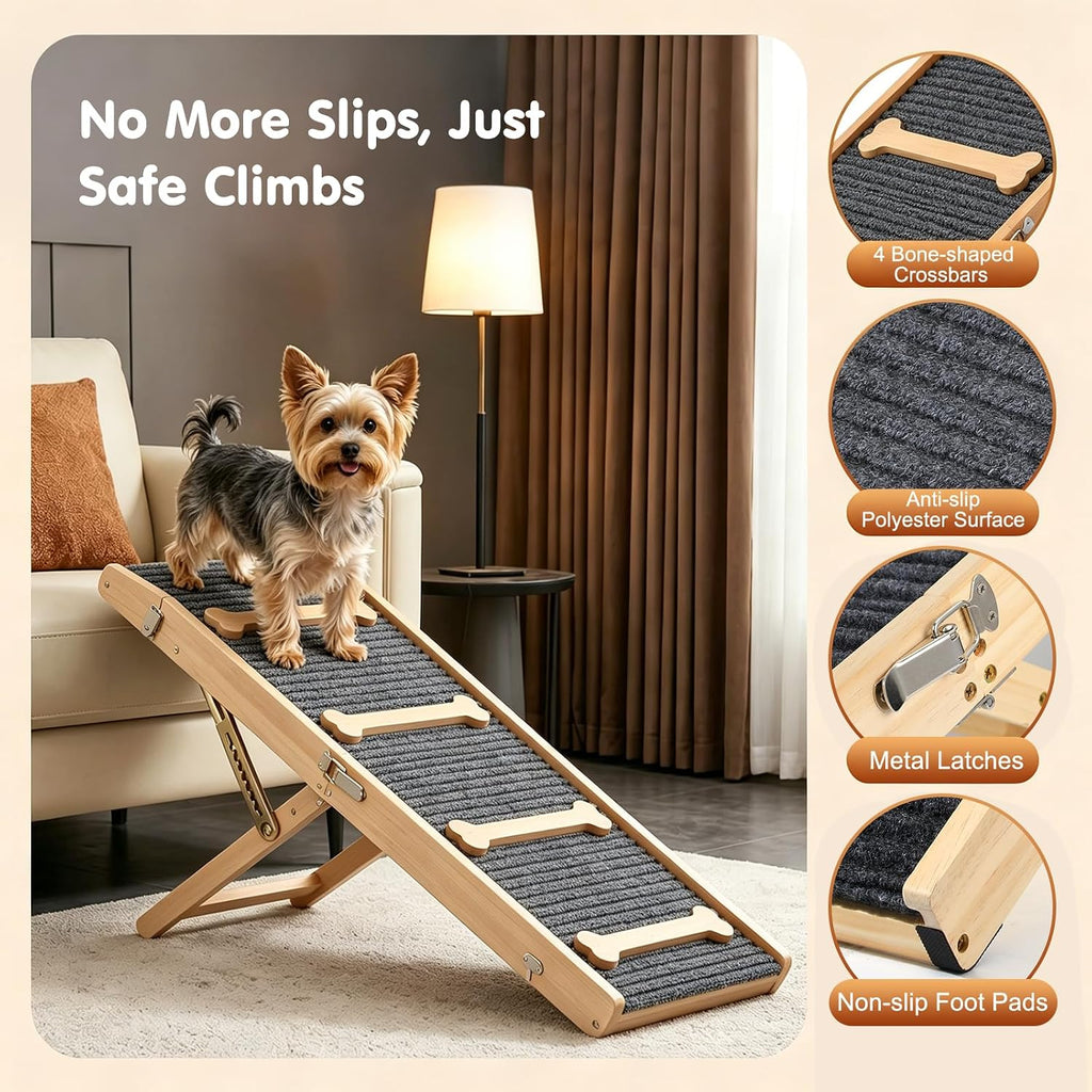 Foldable Dog Ramp for Couch with 7 Ajustable Height Portable