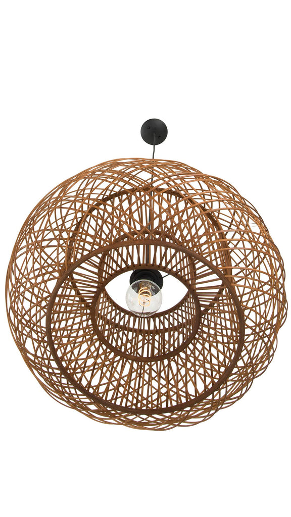 Bamboo Crisscross Pendant, Rustic Brown Ceiling Lamp