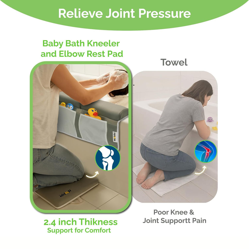 Baby Bath Kneeler and Elbow Rest Pad Set | Extra Thick Memory Foam Support for Comfortable Bath Time | Non-Slip