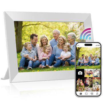 10 Inch Wi-Fi Digital Picture Frame with Video Playback - 32GB Smart Photo Frame, Touchscreen Display, Clock