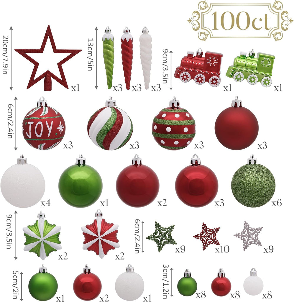 100ct Christmas Ornaments Tree Decorations Set