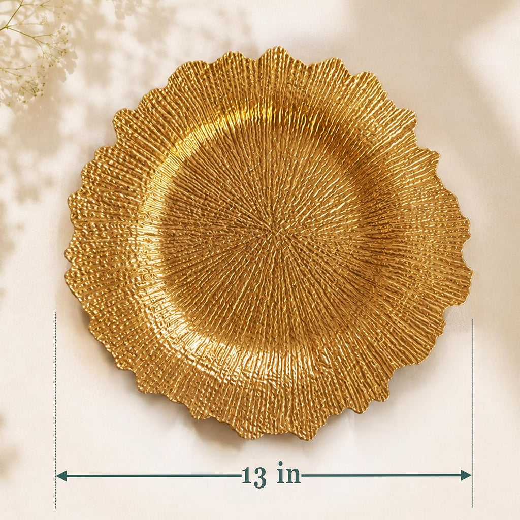 Gold Charger Plates bulk 100, 13" Gold Chargers for Dinner plates - Set of 15
