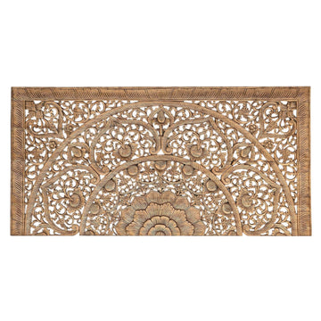 Rectangular King Size Bed Headboard, Wall Mounted Hanging Wooden Panels, Hand Carved Teak Wood Furniture, Rustic