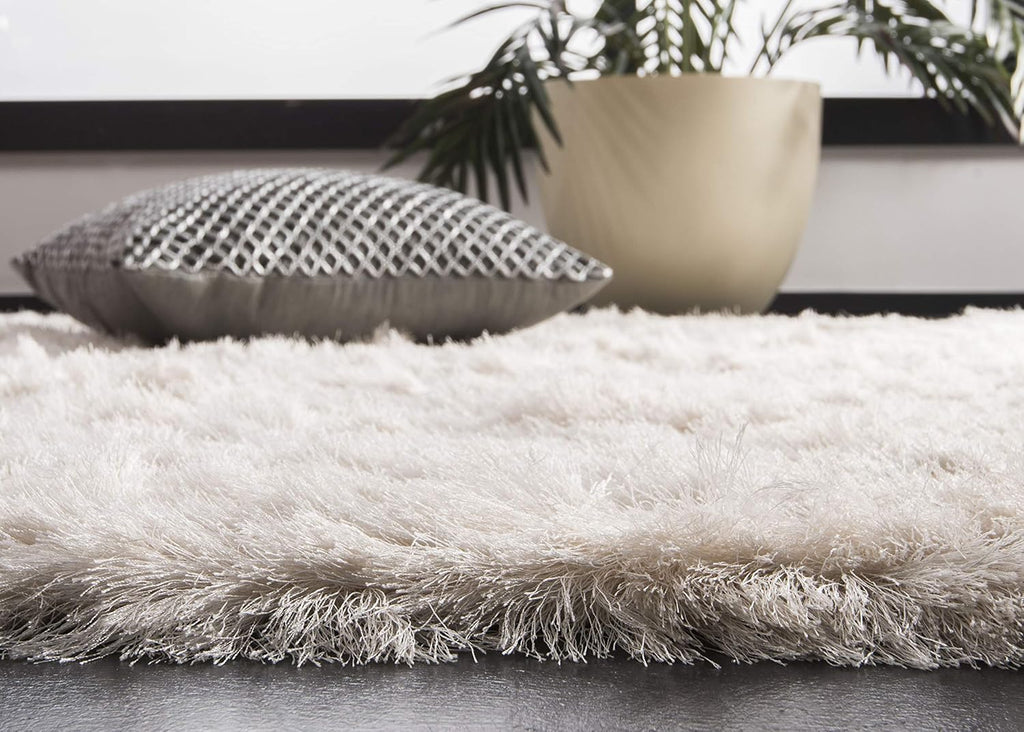 Paris Shag Square Rug 5', Soft Plush Modern Ivory SG511-1212