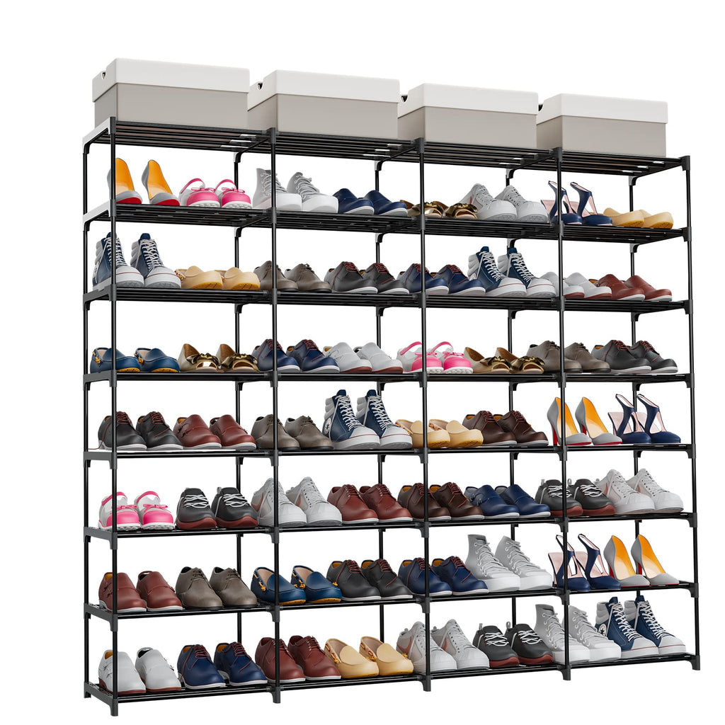 Large Shoe Rack 4 Row 8 Tier Holds 64 Pairs