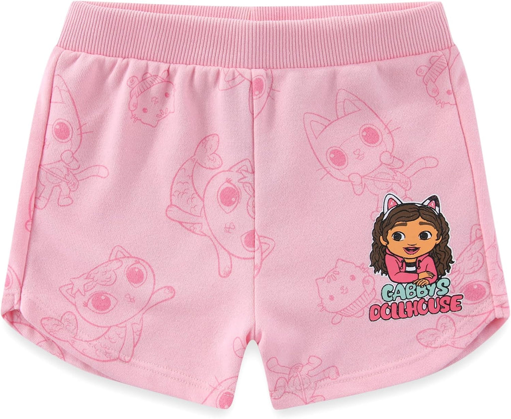 Girls French Terry Short Sleeve T-Shirt and Shorts Set for Toddler to Big Kids