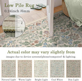Floral Indoor Entrance 3x5 Area Rug, Washable Vintage Boho Entryway Rugs, Low Pile Non Slip Soft Car