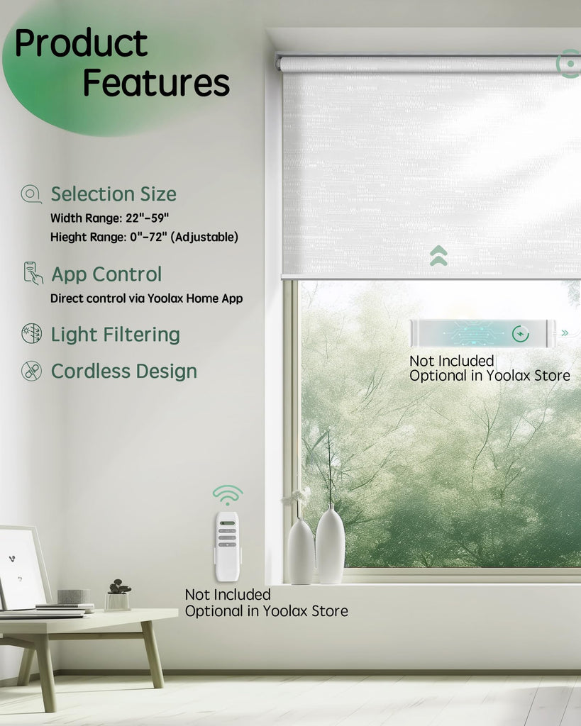 Motorized Blinds App Control, Jacquard White