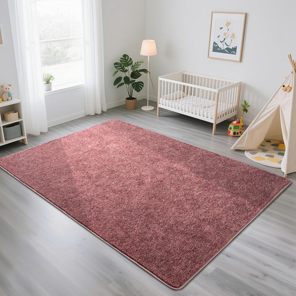 Area Rug 6x9, Washable Memory Foam Soft Modern Bedroom Solid Color Area Rugs, Low Pile Minimalist Non Slip Carpet