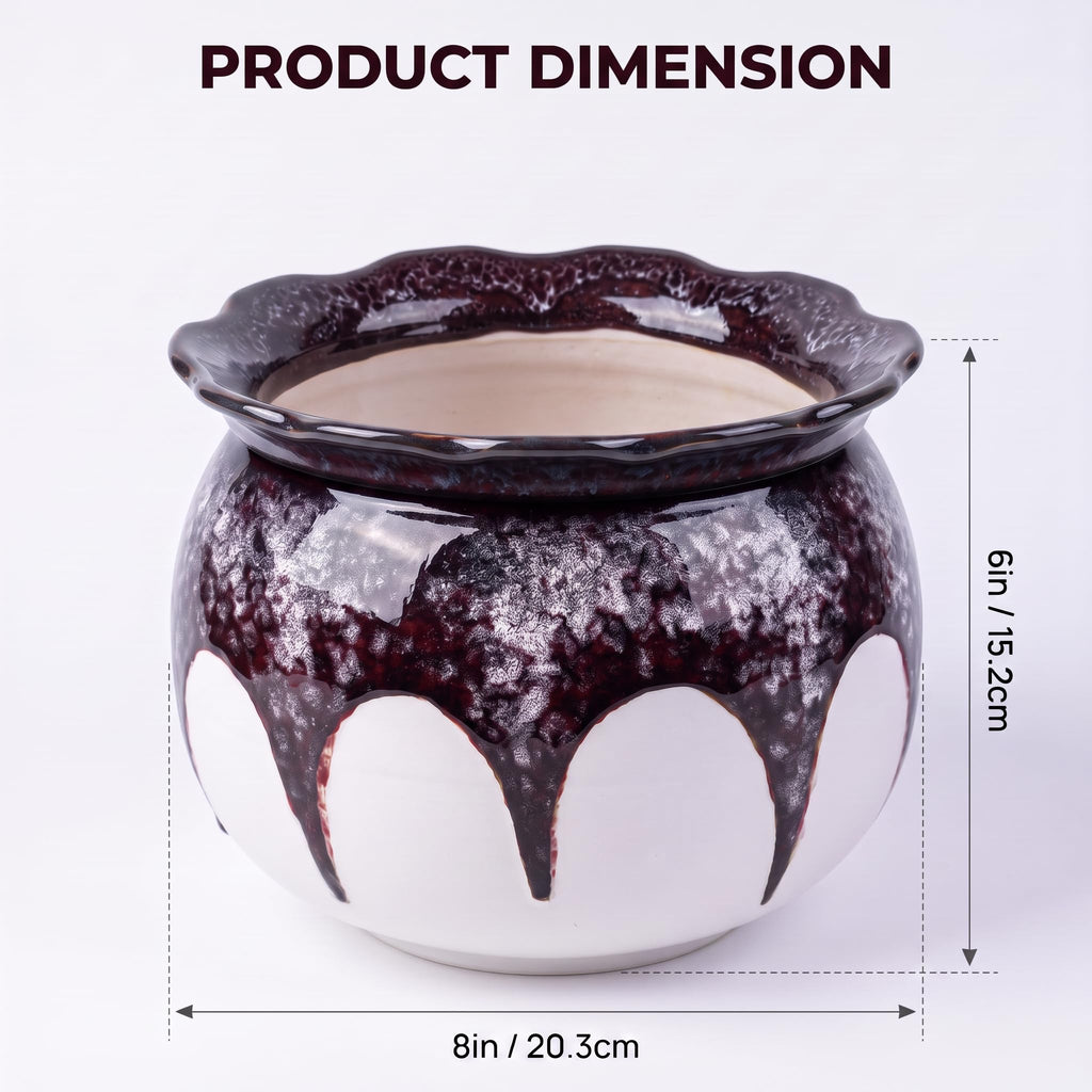 Self Watering African Violet Pot 6 Inch Ceramic Planter-Red