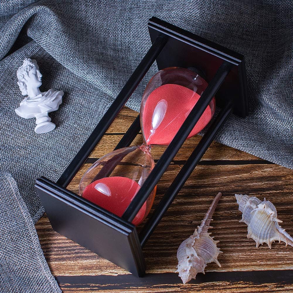 Hourglass Timer with Red Sand, 60 Minute Wooden Sand Timer