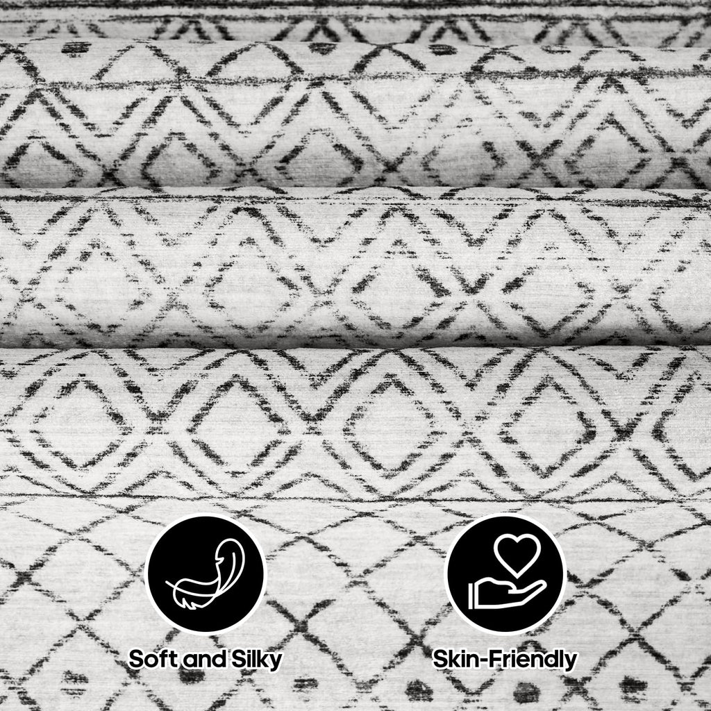 2'6"x14' Runner Rug Moroccan Washable: Hallway Non Slip Bedroom Rug Grey