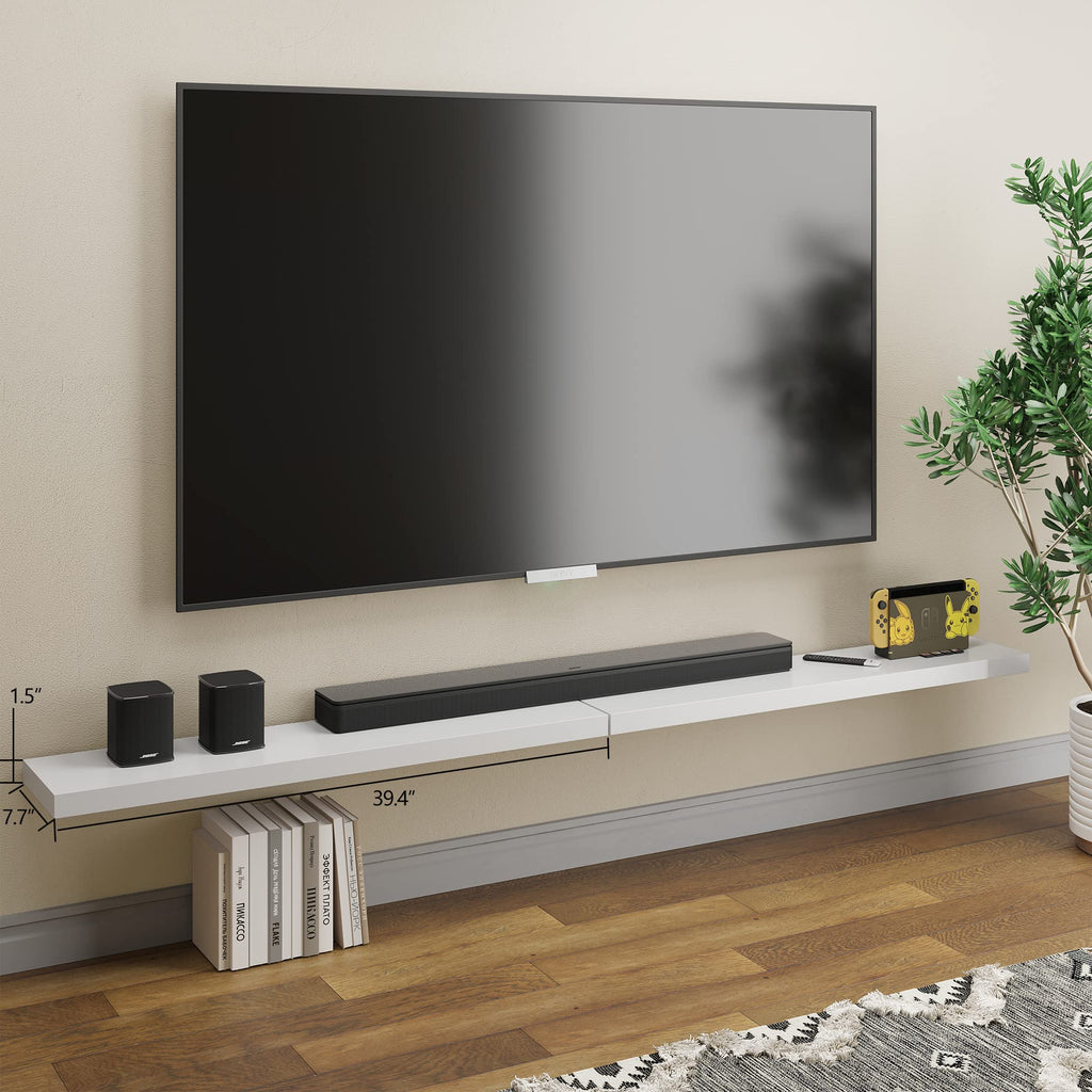 Floating Shelves, 40 x 8Wall Shelves - Extra-Wide Display Shelf with Invisible Brackets, Set of 2 | Accent Décor